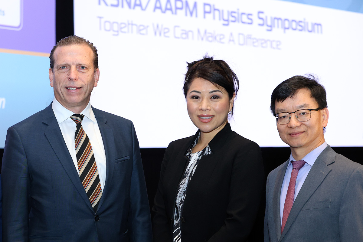 RSNA/AAPM Symposium presenters (left to right): David A. Jaffray, PhD; Caroline Chung, MD; Lifeng Yu, PhD